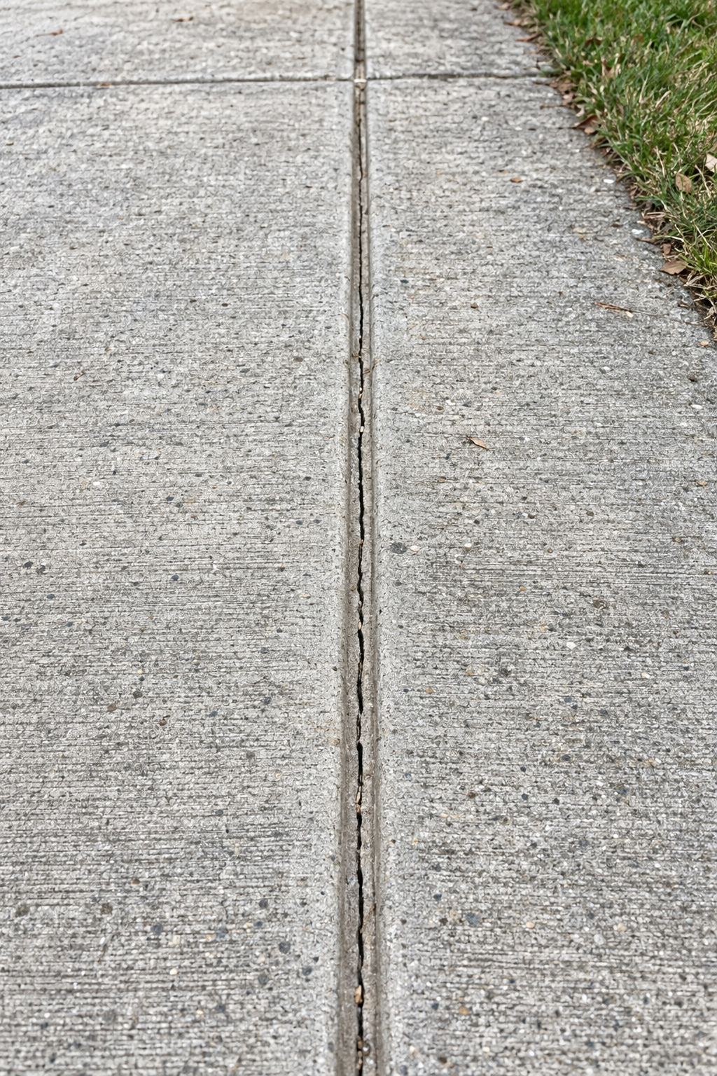 crack following a control joint in a concrete slab