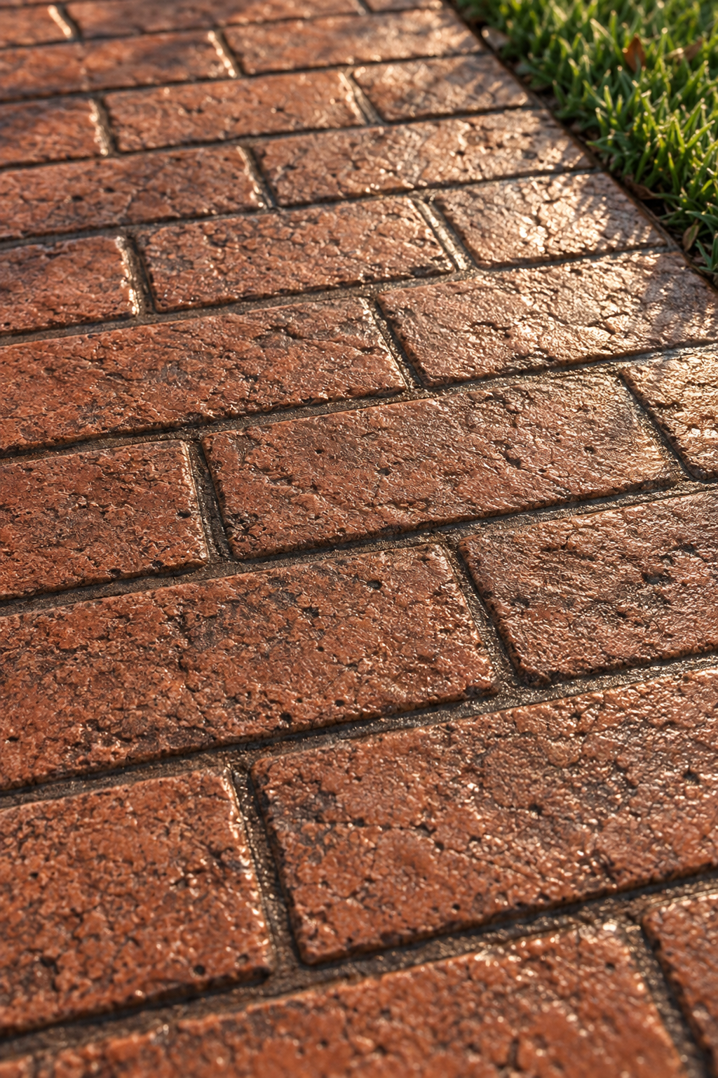 stamped concrete brick pattern with accent color